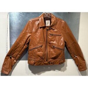 Leather Zip Up Jacket Free People We The Free Josie Vegan Brown Retail $198.  XS